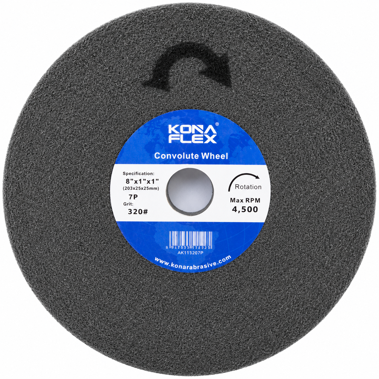 8" X 1" X 1" Convoluted Wheel (IMPORT) 4500 RPM