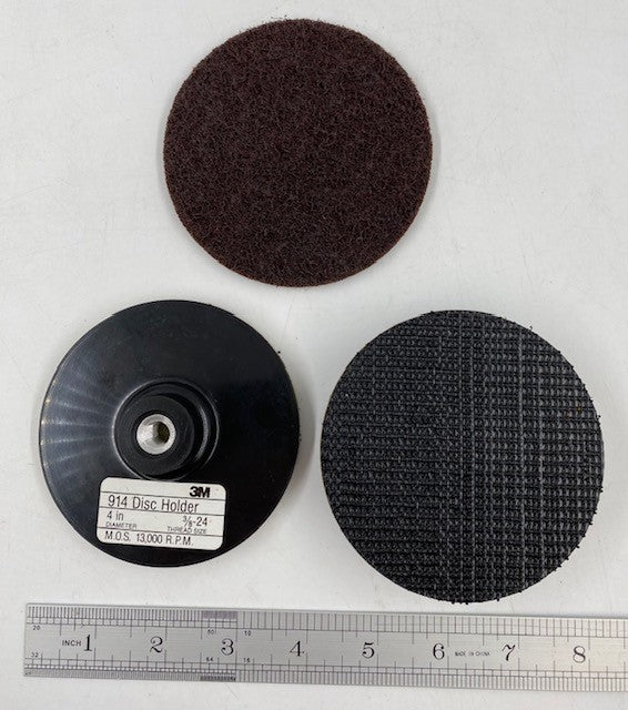 4" X 3/8-24 THREAD FEMALE BACKUP PAD 3M (914) LONG HOOK H&L