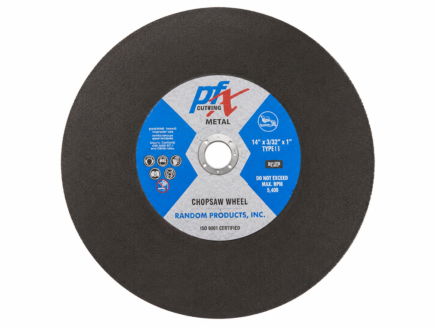 PFX Germany Metal Cut-Off Wheels – 12", 14" & 16" Diameter X 3/32" Thick X 1" Arbor