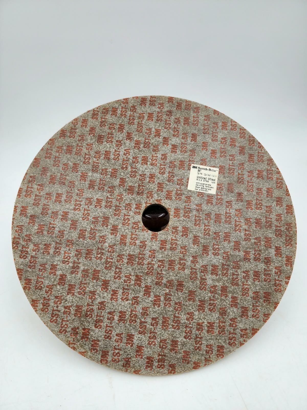 12" X 1/4" X 1-1/4" 3M Scotch-Brite Unitized Wheel – 3,750 Max RPM