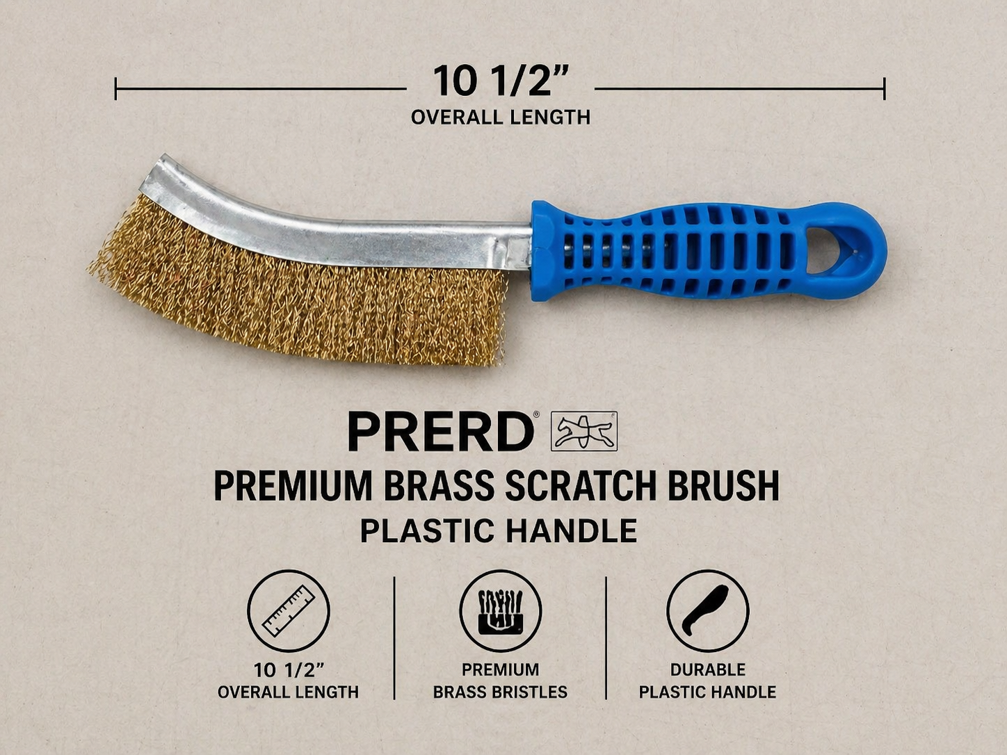 10 1/2" PLASTIC HANDLE BRASS SCRATH BRUSH (PFERD)