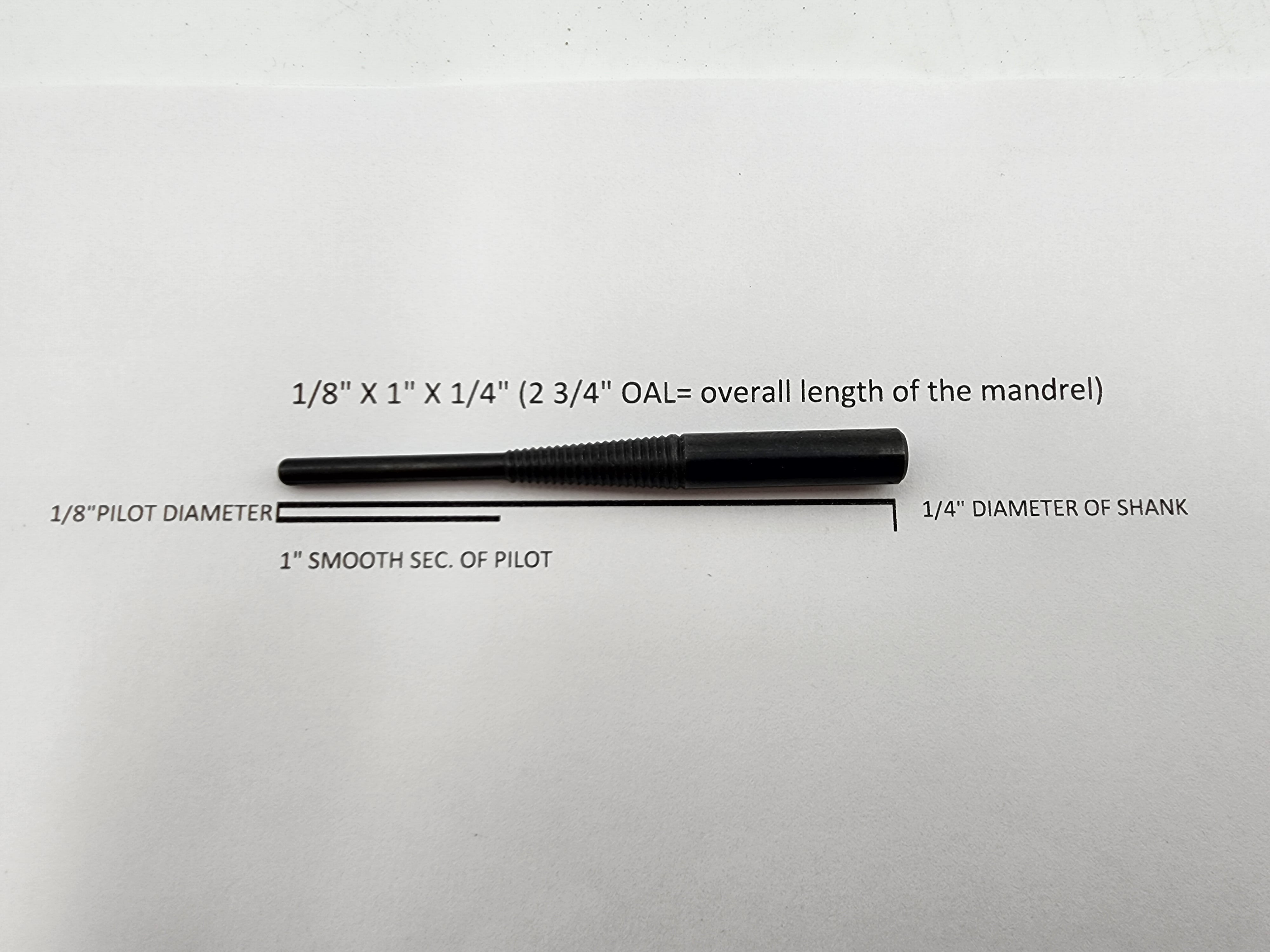 1/8 X 3/4 X 1/8 (2 3/4" OAL) CARTRIDGE MANDREL D-2