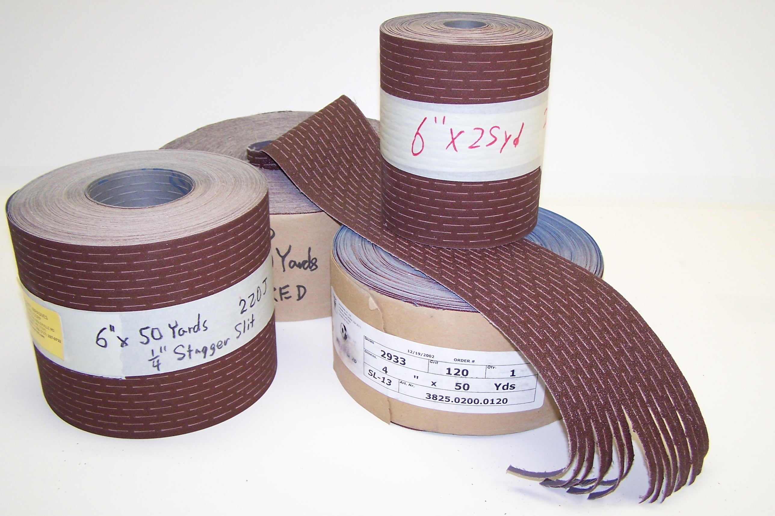6" X 50 YARDS 1/4" SLIT ROLLS FOR BRUSH WHEELS